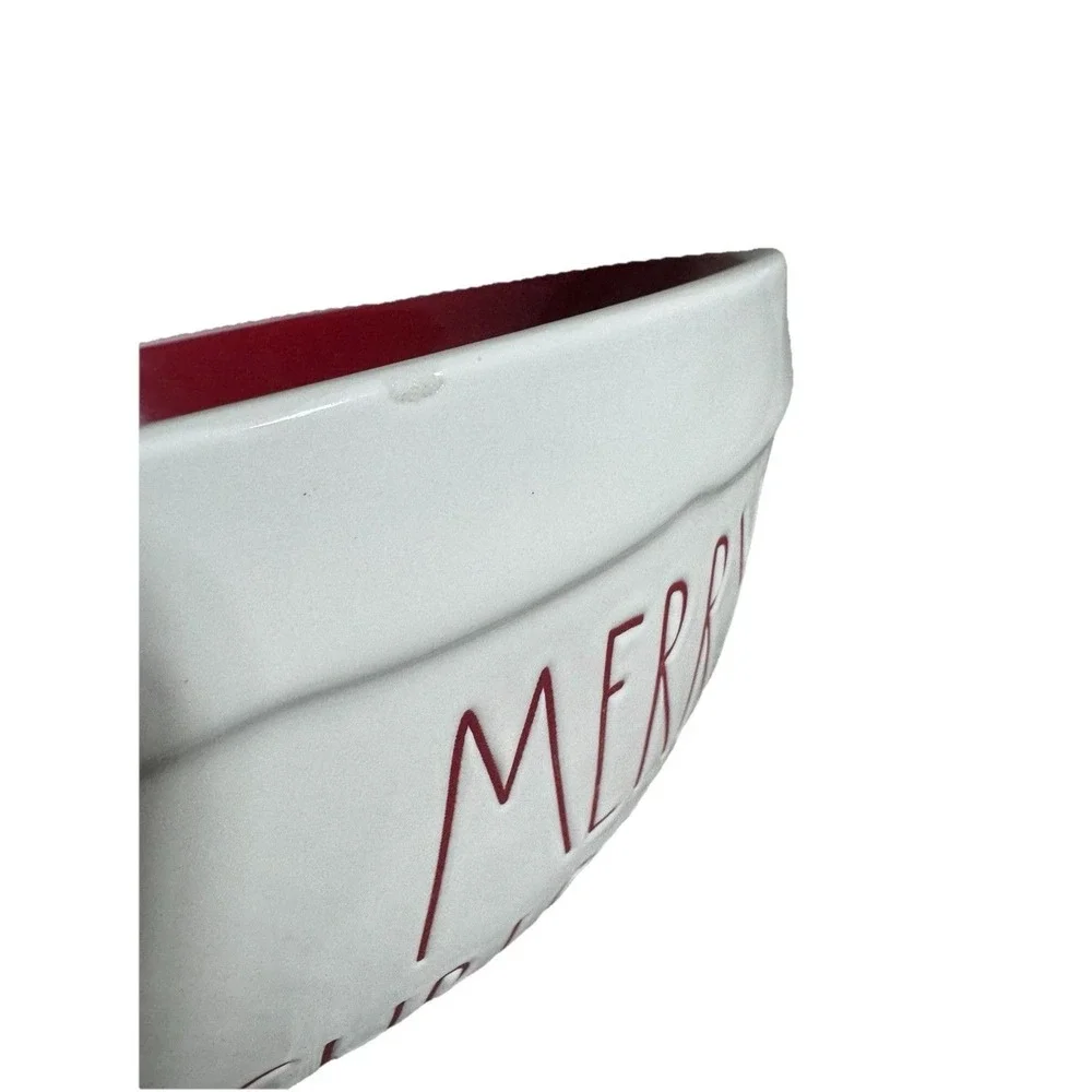 Rae Dunn Merry Christmas Red White / Cream Serving Bowl Decorative‎ Bowl 10